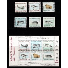 Grønland - Sæler - Mærker og Miniark - komplet sæt - Postfrisk.